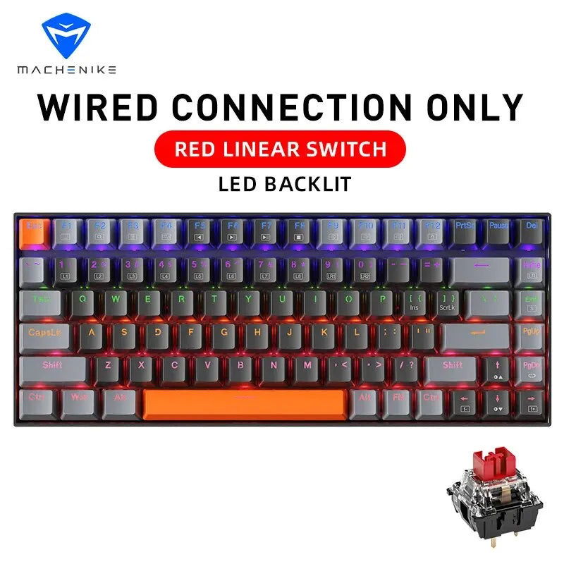 Machenike K500A-B84 Mechanische Tastatur 75 % TKL Hot-Swap-fähige kabelgebundene Gaming-Tastatur 6-farbige Hintergrundbeleuchtung 84 Tasten für PC-Gamer Laptop
