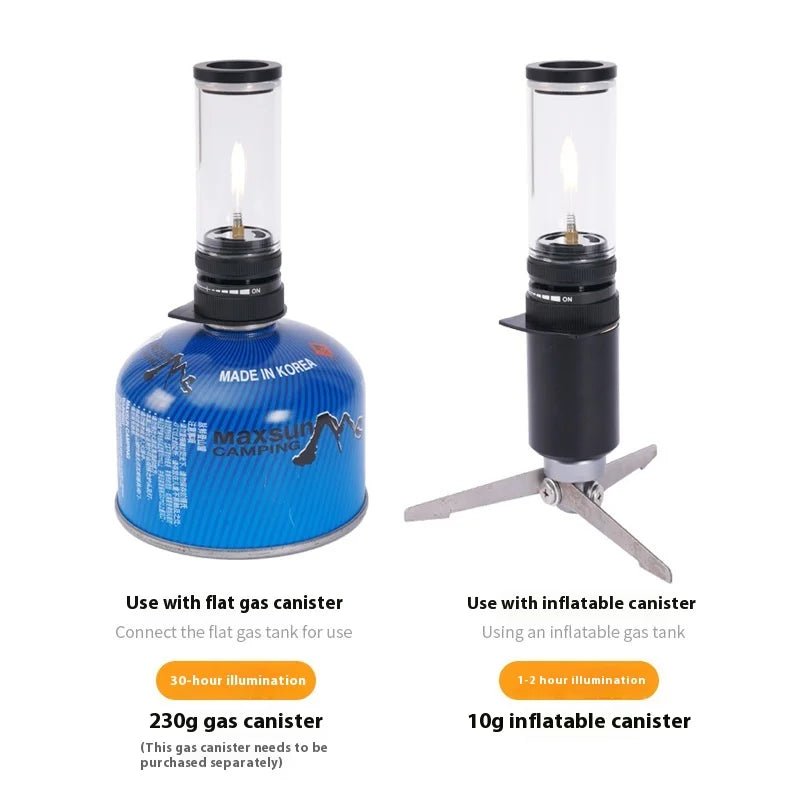 Outdoor Candle Lamp Gas Camping Lamp Tent Romantic Atmosphere  Candlelight Lighting Glass Mini Air Lamp