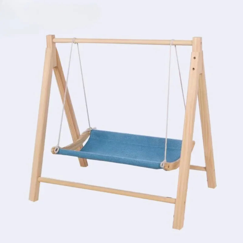 Dual-Layer Pet Hammock Light Cat Swing Simple and Large Capacity Wood Cats Nest Floor Type Comfortably Stable Cat Bed Indoor