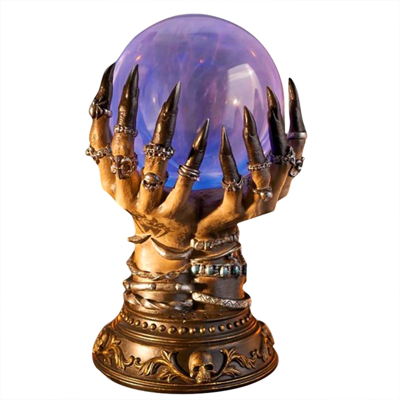 Glowing Deluxe Cellular Crystal Ball Luminous Magic Witch Hand Electrostatic Plasma Light Serve Skull Finger Halloween Decor