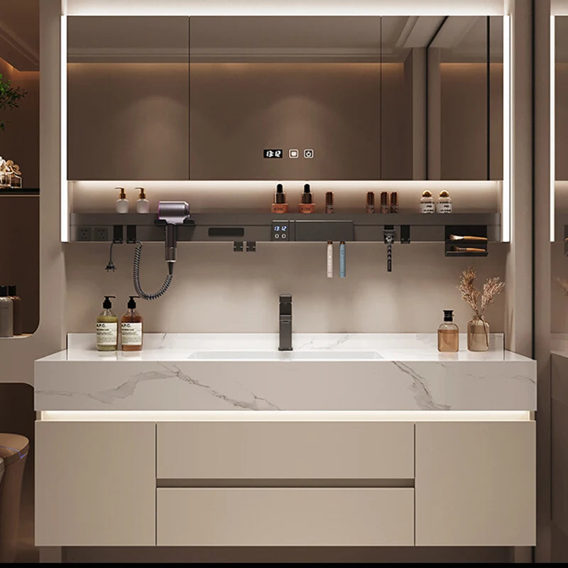 Simple Luxury Bathroom Vanities Washbasin Light Vanity White Bathroom Vanities Vintage Mirror Mobiletto Bagno Home Furniture