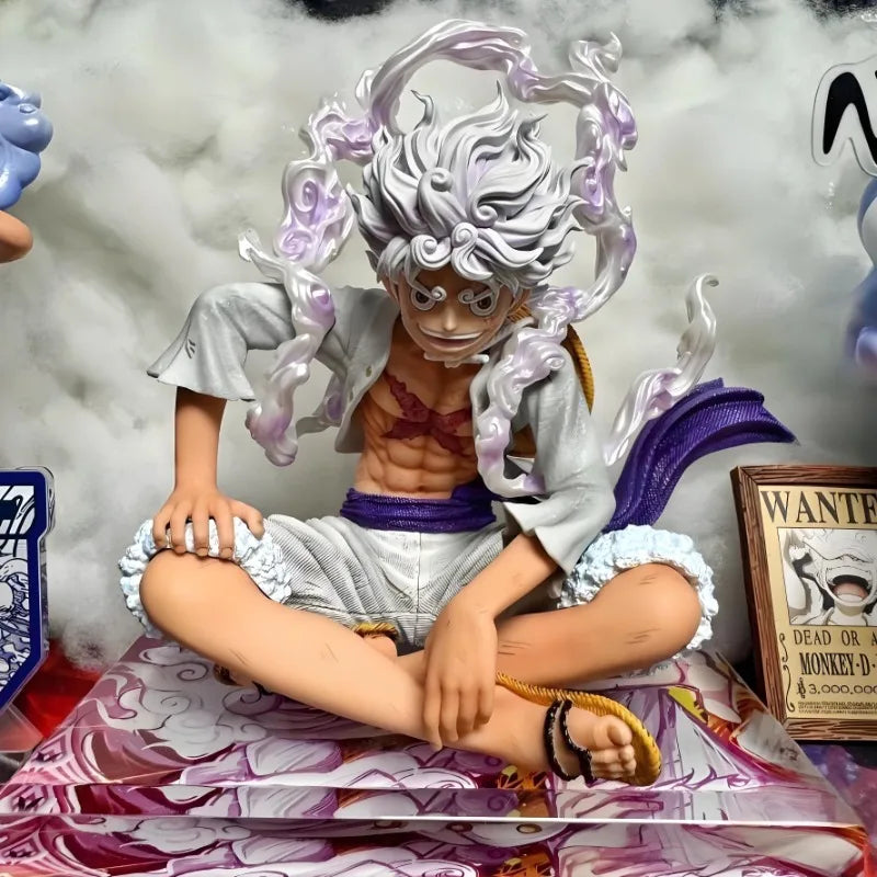 16cm Anime One Piece Figures Gear 5 Nika Luffy Sitting posture Action Figure Pvc Statue Model Doll Collect Desk Decor Toys Gifts