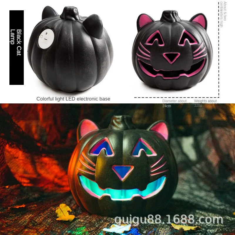 Halloween pumpkin lantern hollow out LED light emitting funny indoor and outdoor decoration props 3pcs set
