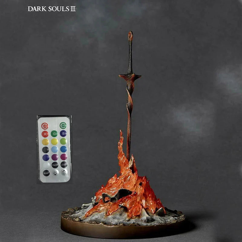 23CM Dark Souls Action Figure Fire Glowing Sword LED ILLUMINATION Bonfire LIT Light-up Glow Sword Lighting With Control Toy
