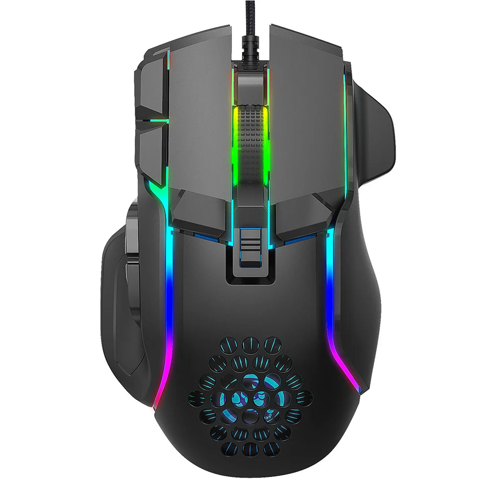 Нова USB геймърска мишка, компютърна мишка с RGB подсветка, 10 бутона, програмиране, 7200dpi, ергономична геймърска мишка за компютър