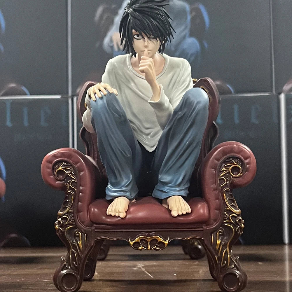Death Anime Figure Light Yagami L Action Figure L Figurine sitting pose statue super sleuths Collectible Model Doll Toy Boy Gift