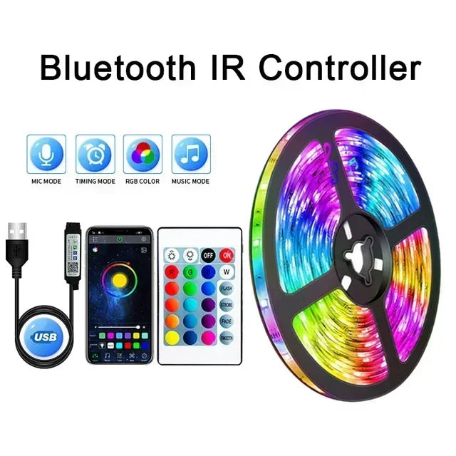 5V TV Backlight Led Strip Lights RGB 5050 Music Sync LED Rope Light 1M-30M Flexible Diode Lamp Tape for Room Decoration Lighting