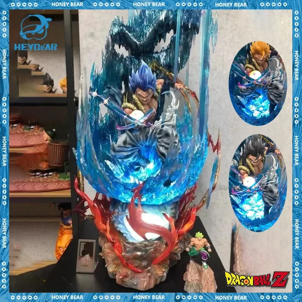 30cm Dragon Ball Figure Gogeta Anime Figures 3 Heads With Light Super Saiyan Vegeta Figurine Pvc Gk Statue Model Doll Toys Gifts