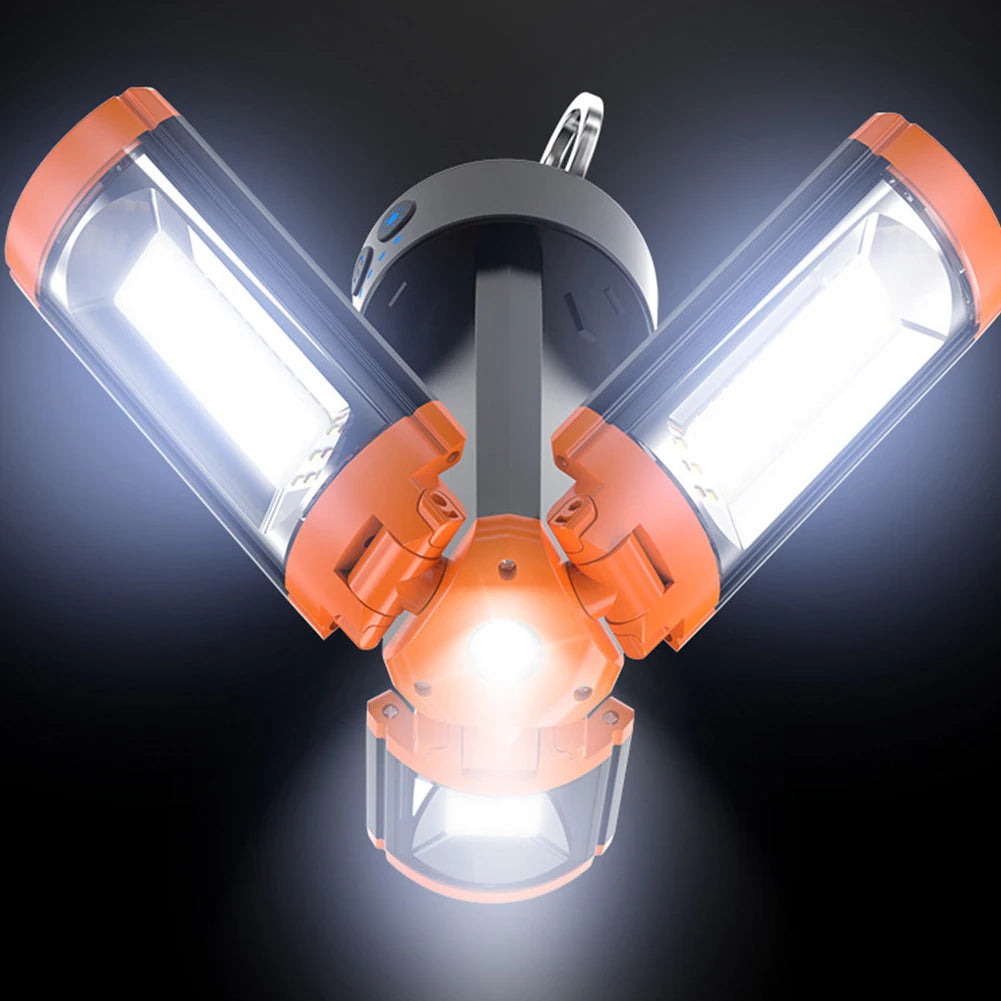 Folding Camping Light Rechargeable Camping Lantern with Telescoping Stand Foldable Tent Lamp Power Display for Adventure Fishing