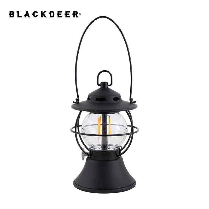 LED Retro Outdoor Camping Lantern Rechargeable Tent Light Adjust Light Modes 200h Runtime 5200mAh Power Bank USB Warm Lamp