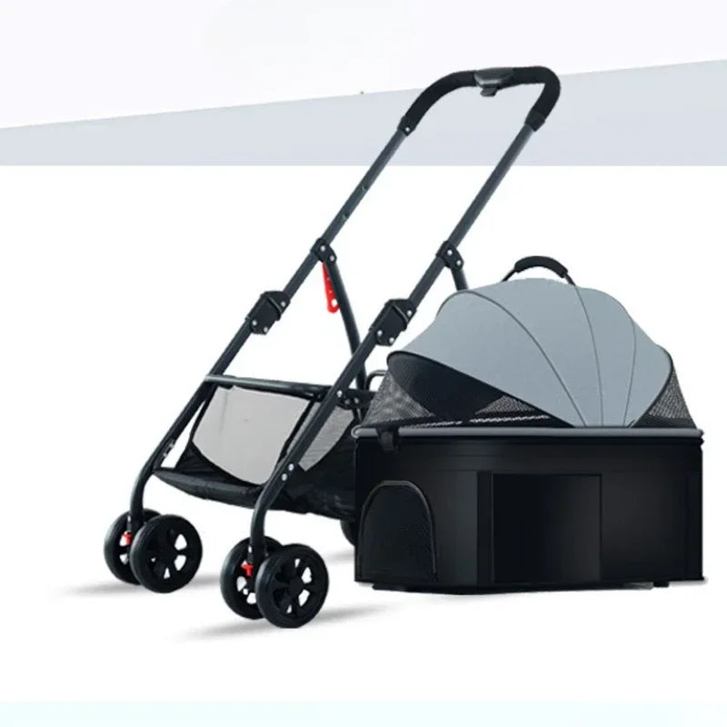 New Portable Foldable Pet Stroller Detachable Pet Stroller Pet Carrier Cat Travel Supplies Lightweight and Breathable Cat Basket