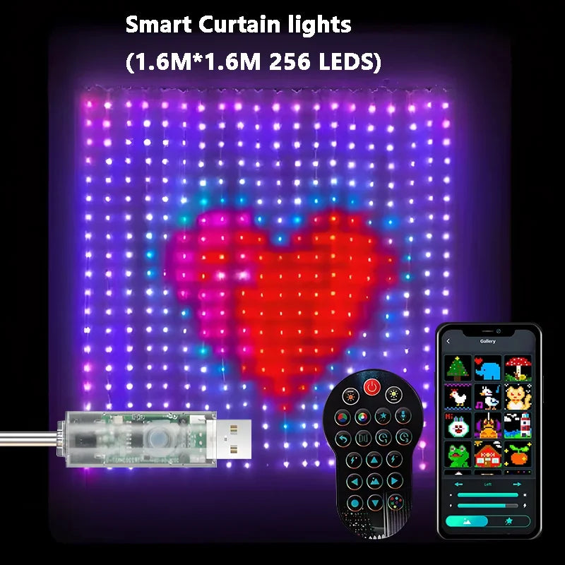 400LED 3.3x3.3ft Smart Curtain Lights RGBIC Window Fairy Light APP Control Remote Music Mode for Home Halloween Christmas Decor