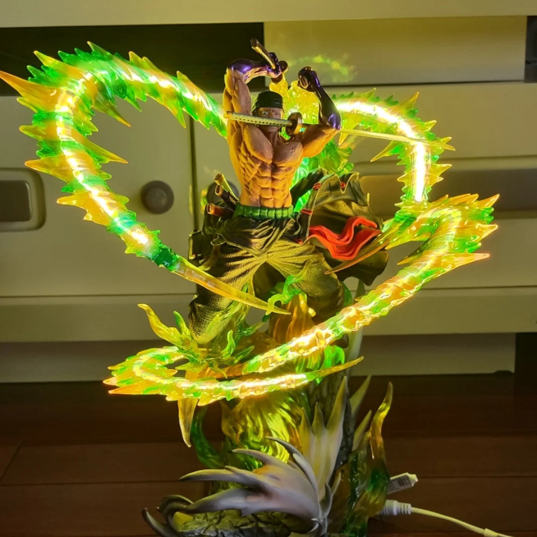 In Stock One Piece Figure Zoro 30cm Figures Roronoa Zoro Figure With Light Standing Model Pvc Collect Ornament Gift Toyson