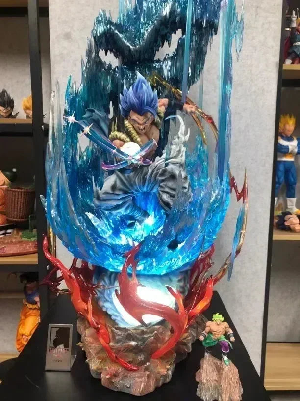 30cm Dragon Ball Figure Gogeta Anime Figures 3 Heads With Light Super Saiyan Vegeta Figurine Pvc Gk Statue Model Doll Toys Gifts