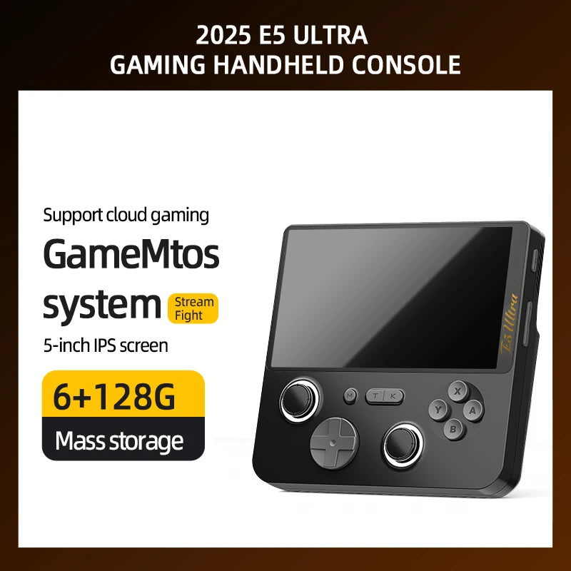 GAMEMT E5 Ultra игрова конзола 5" 1280*720 60Hz IPS сензорен екран 5000mAh джойстик с ефект на Хол, преносима Android конзола