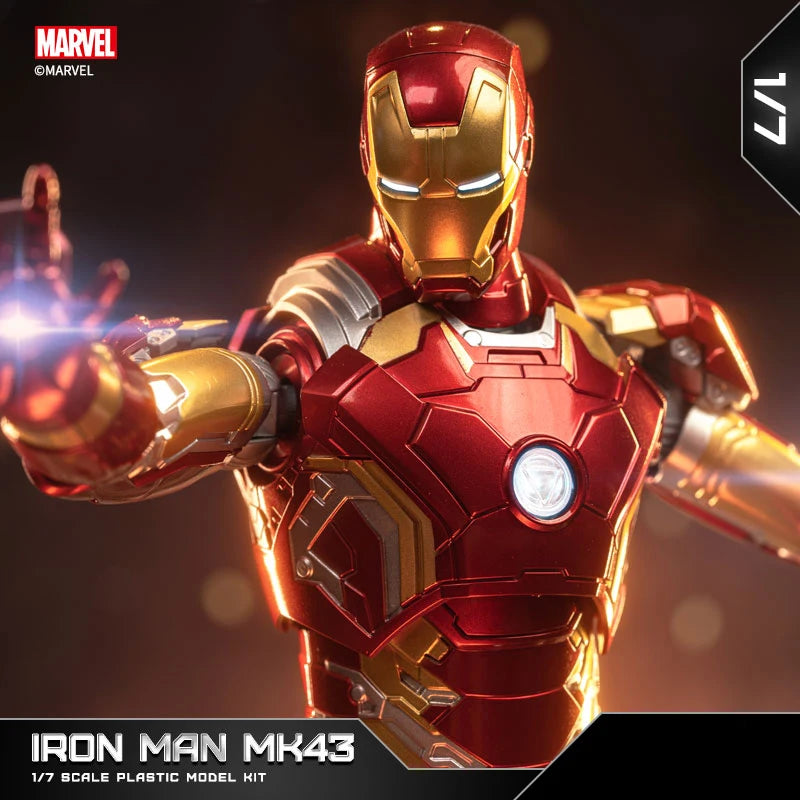 Fondjoy Marvel Iron Man MK43 Assembled Model 10in 1/7 scale Action Figures Reactors can emit light Collect Ornament Boy Toy Gift