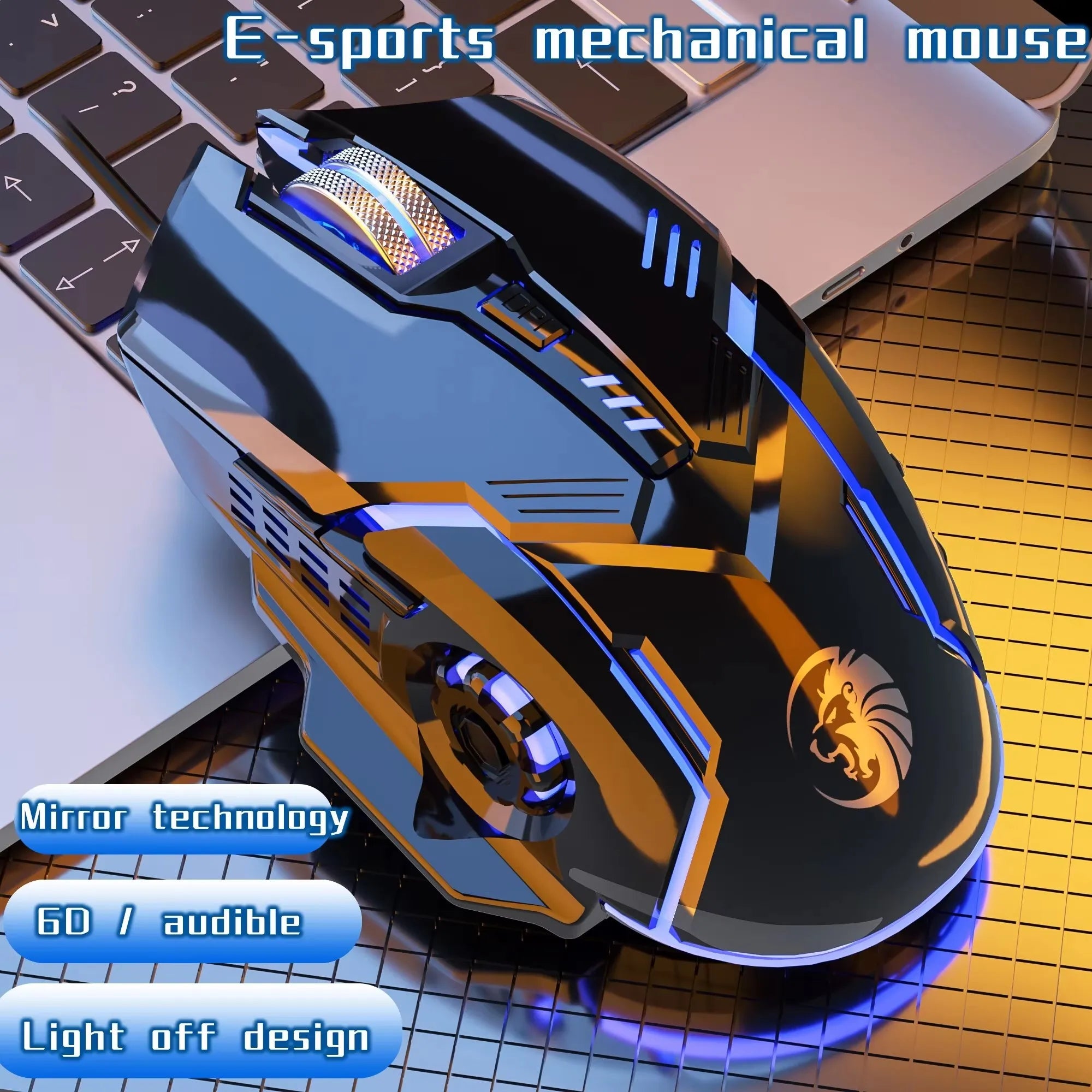 F7 Wired 6 Keys Mouse Colorful Lighting Gaming and Office For Microsoft Windows and Apple IOS System