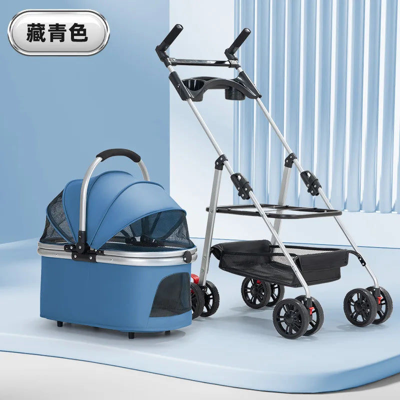 3-in-1 Pet Stroller for Medium Dogs Puppy Cat Stroller  with Detachable Carrier Pad Lightweight Foldable Aluminum Alloy Frame