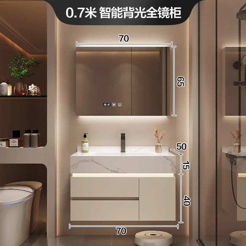 Simple Luxury Bathroom Vanities Washbasin Light Vanity White Bathroom Vanities Vintage Mirror Mobiletto Bagno Home Furniture