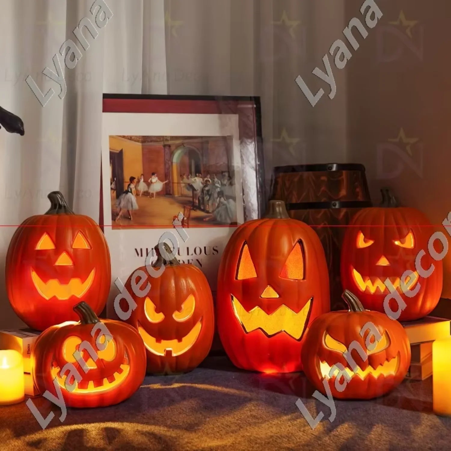 Plastic Products Halloween Accesorios Yard Ornaments Luminous  Props Scary Led Pumpkin Light Halloween Decor