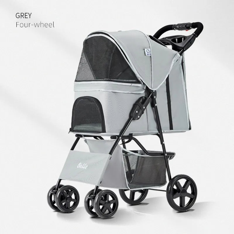 Bello Basic Pet stroller small Lightweight Fordable Cart Dog Cat Teddy Hand Cart Outgoing Pet Dog Cat
