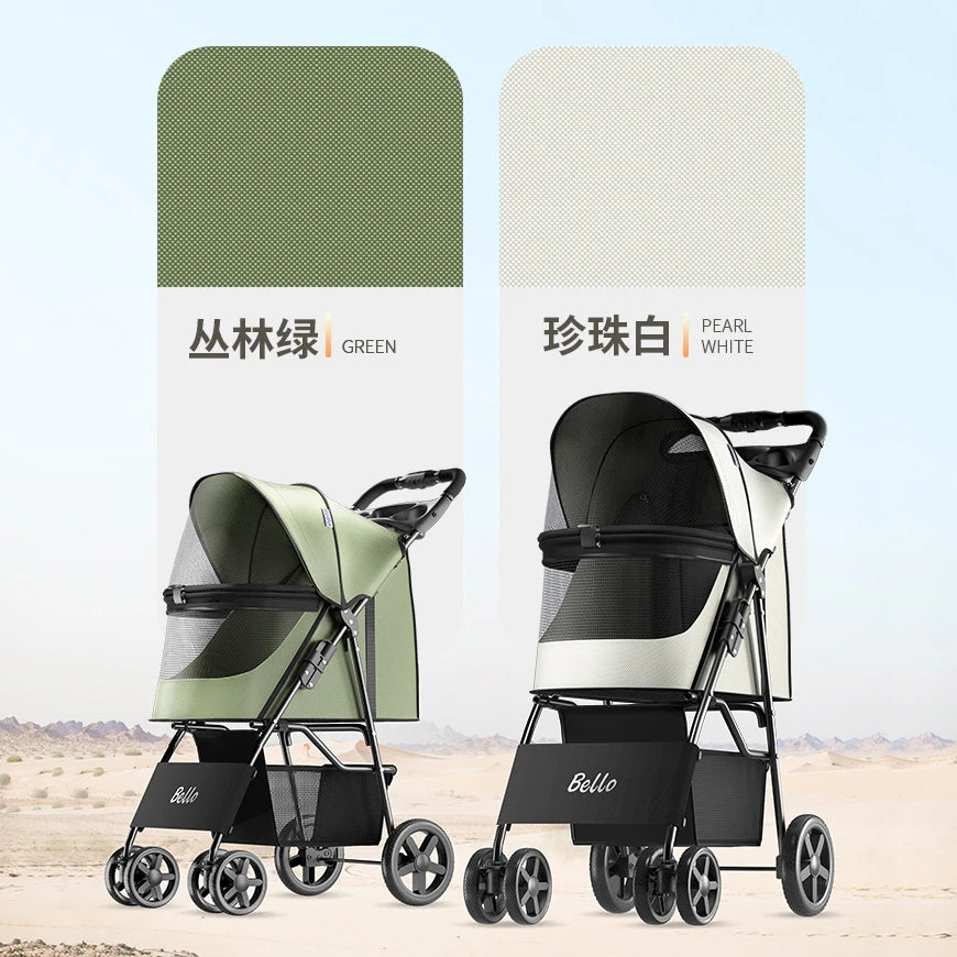 Bello Pet stroller small Lightweight Fordable Cart Dog Cat Teddy Hand Cart Outgoing Pet Dog Cat