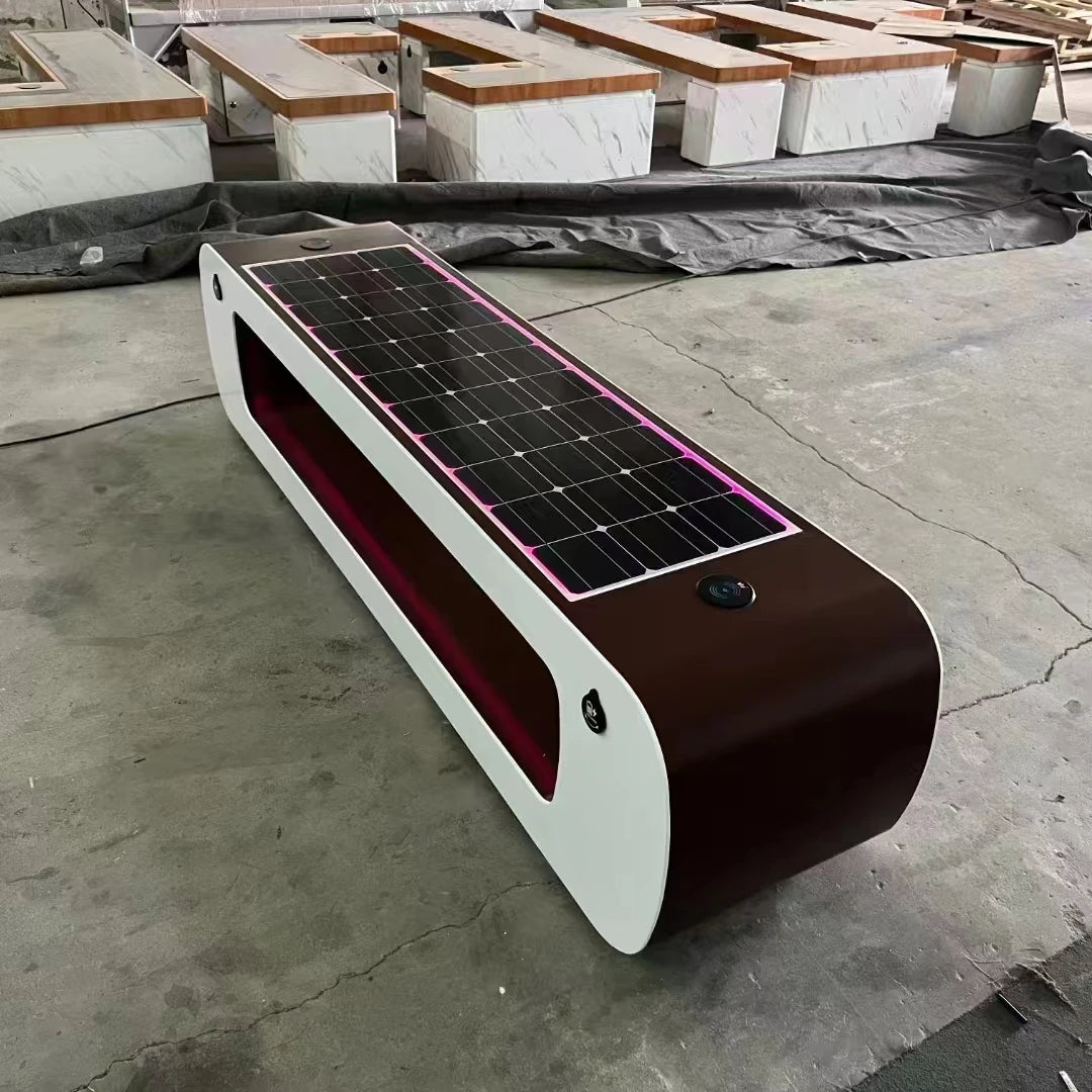 Smart Solar Bench Outdoor for Garden Park Led Lighting Solar Powered Smart Urban Seats Bench