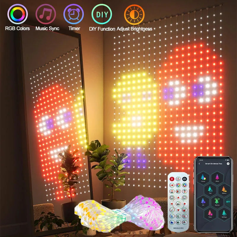 400LED WiFi Smart Curtain Lights Alexa Google Home APP Control Music Mode IP65 Waterproof Outdoor Christmas Decor
