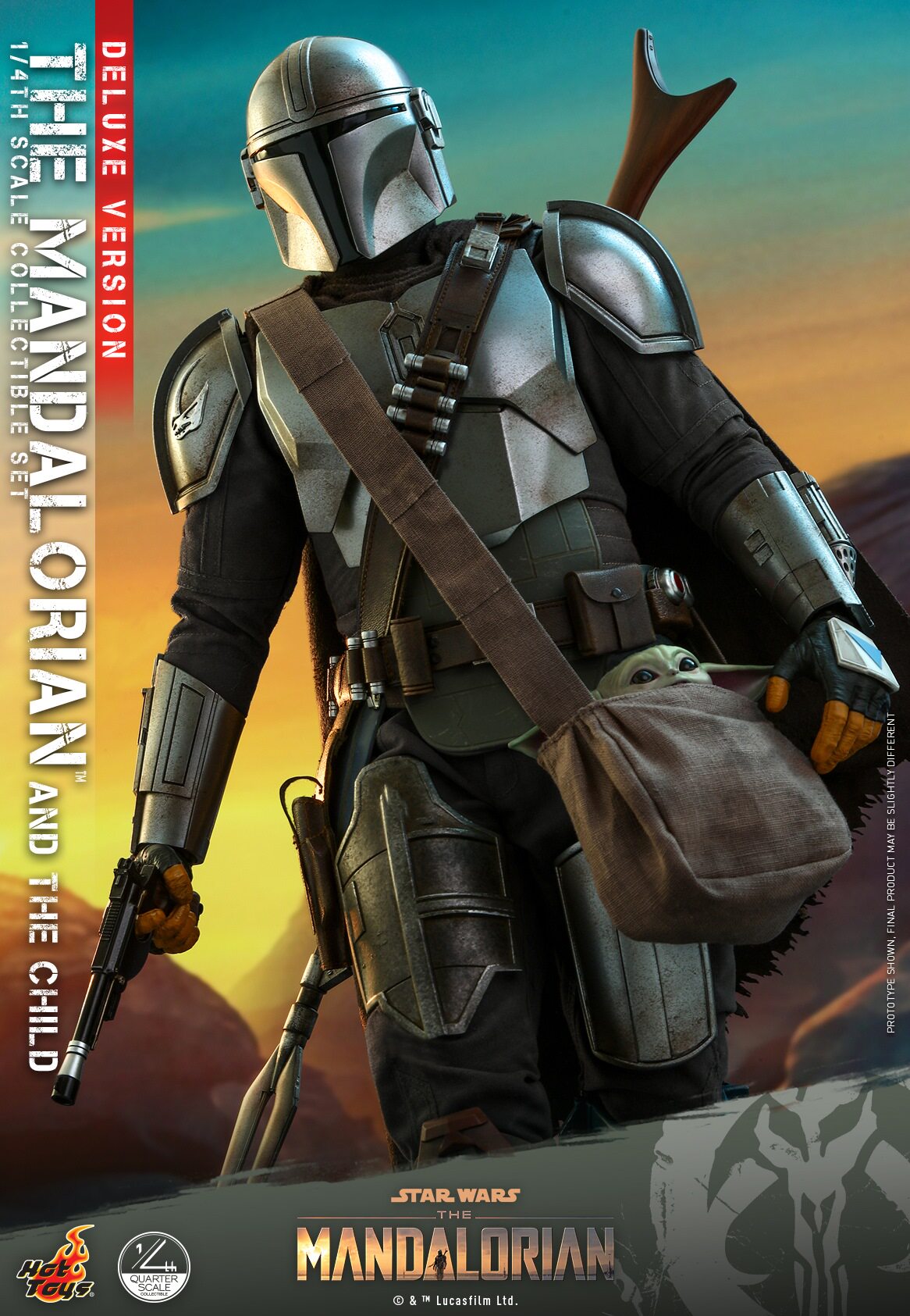 HOTTOYS 1/4 Mandalorian Baby Yoda Deluxe Articulated Figure QS017