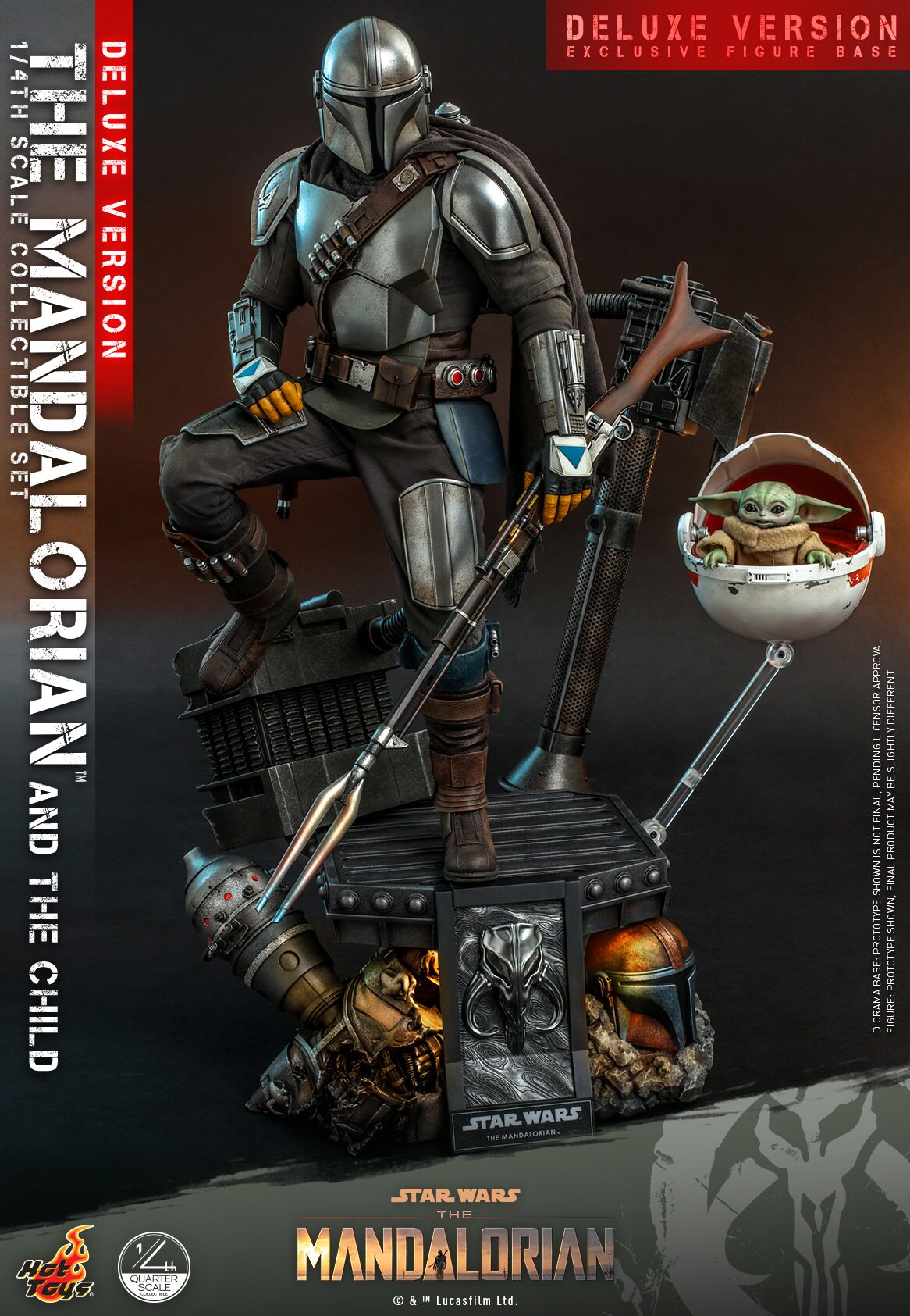 HOTTOYS 1/4 Mandalorian Baby Yoda Deluxe Articulated Figure QS017