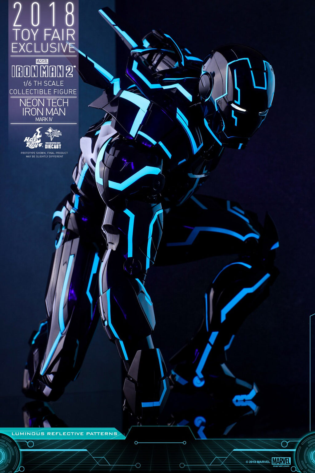 HOTTOYS HT MMS485D24 1/6 Iron Man Alloy Nightclub MK4 Light Speed Blue Action Figure