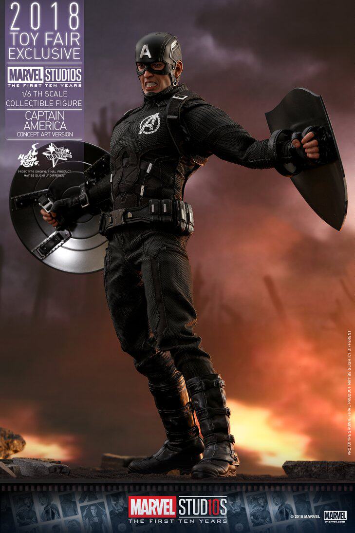 HOTTOYS HT 2018 Venue Exclusive 10th Anniversary Black Captain America 7.0 MMS488 Concept Action Figure
