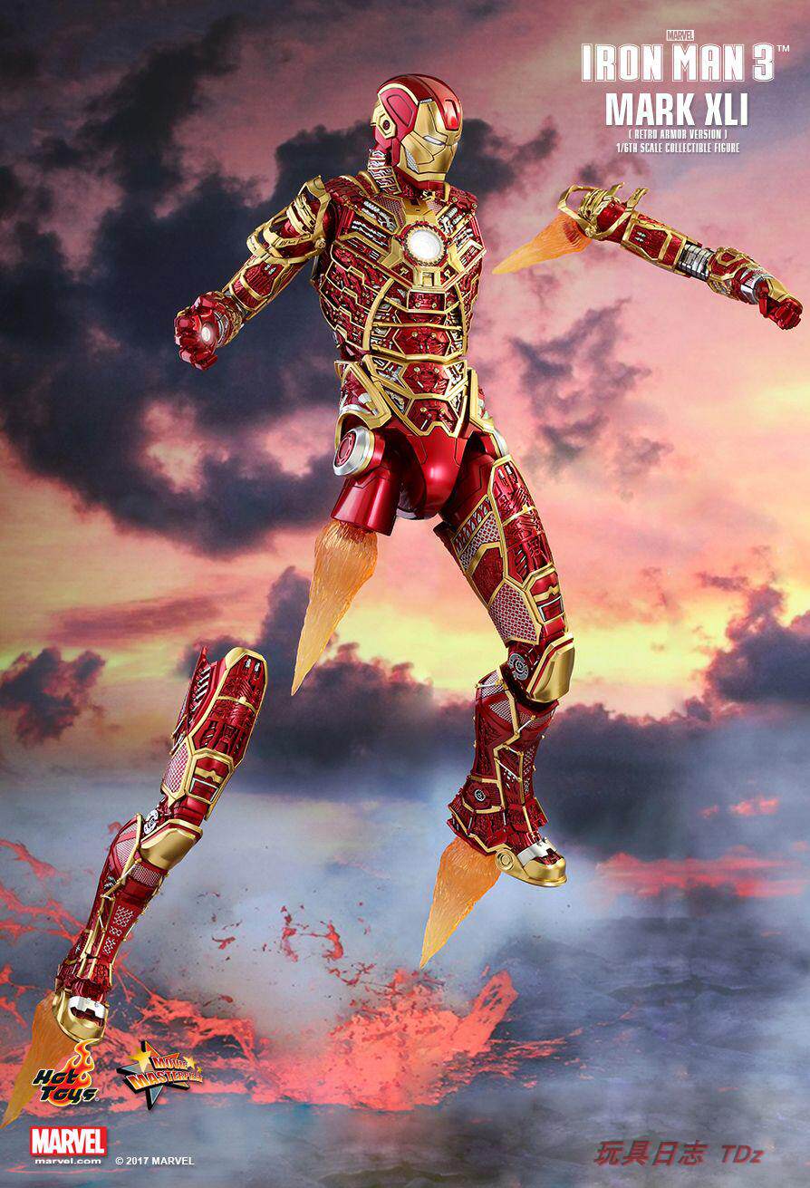 HT Hottoys Iron Man 3 MK41 Skeleton Red Gold Retro Armor Limited Christmas Color MMS412 action figures