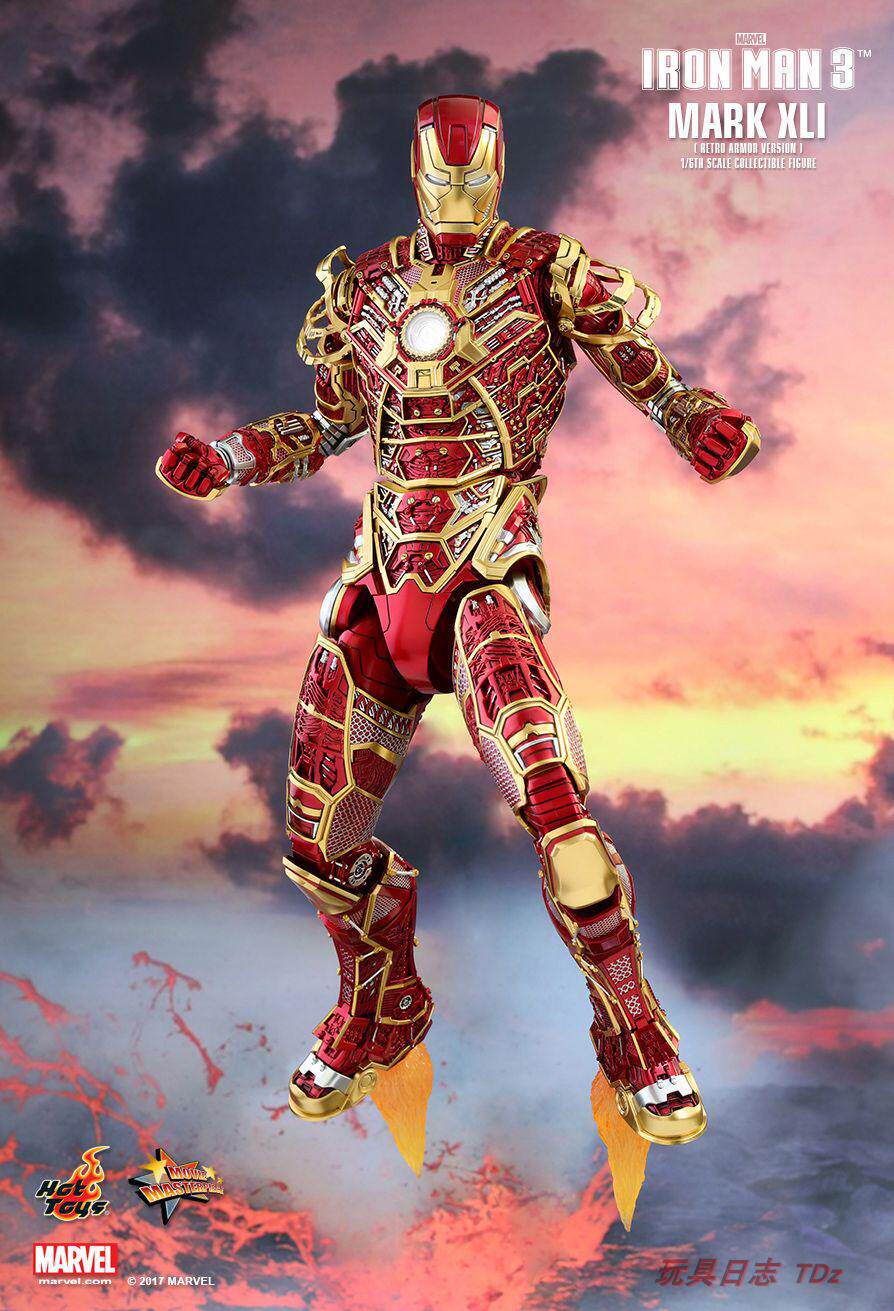 HT Hottoys Iron Man 3 MK41 Skeleton Red Gold Retro Armor Limited Christmas Color MMS412 action figures