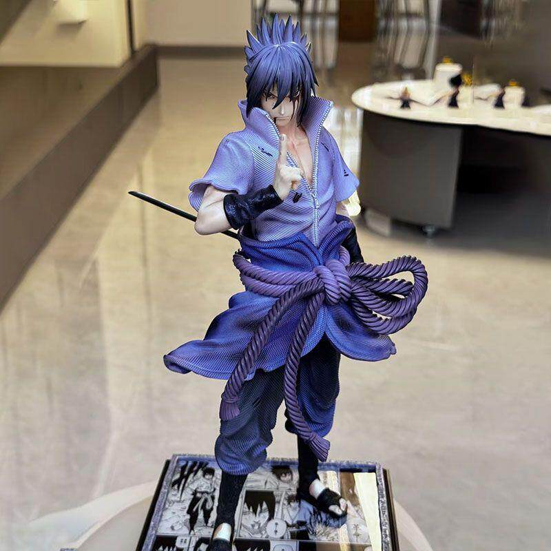 Naruto anime peripheral figures double-headed sculpture 36cm Samsara Eye Sasuke limited edition GK figure