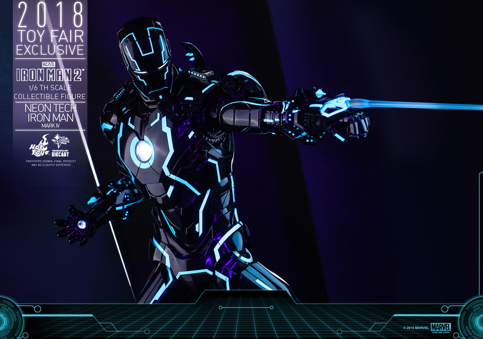 HOTTOYS HT MMS485D24 1/6 Iron Man Alloy Nightclub MK4 Light Speed Blue Action Figure