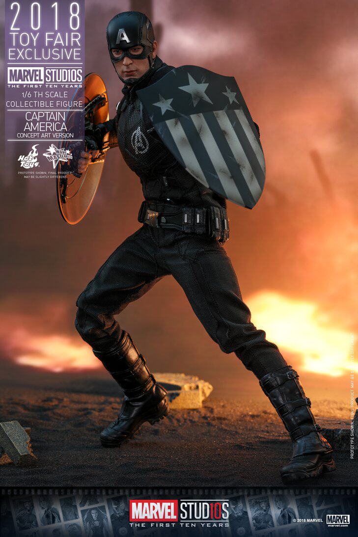 HOTTOYS HT 2018 Venue Exclusive 10th Anniversary Black Captain America 7.0 MMS488 Concept Action Figure