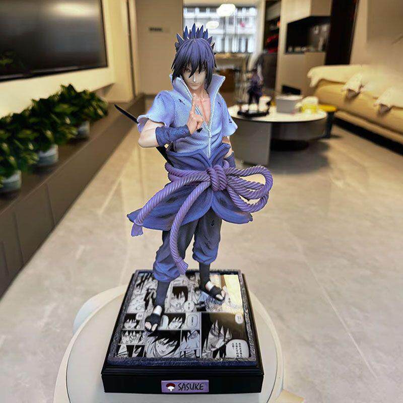 Naruto anime peripheral figures double-headed sculpture 36cm Samsara Eye Sasuke limited edition GK figure