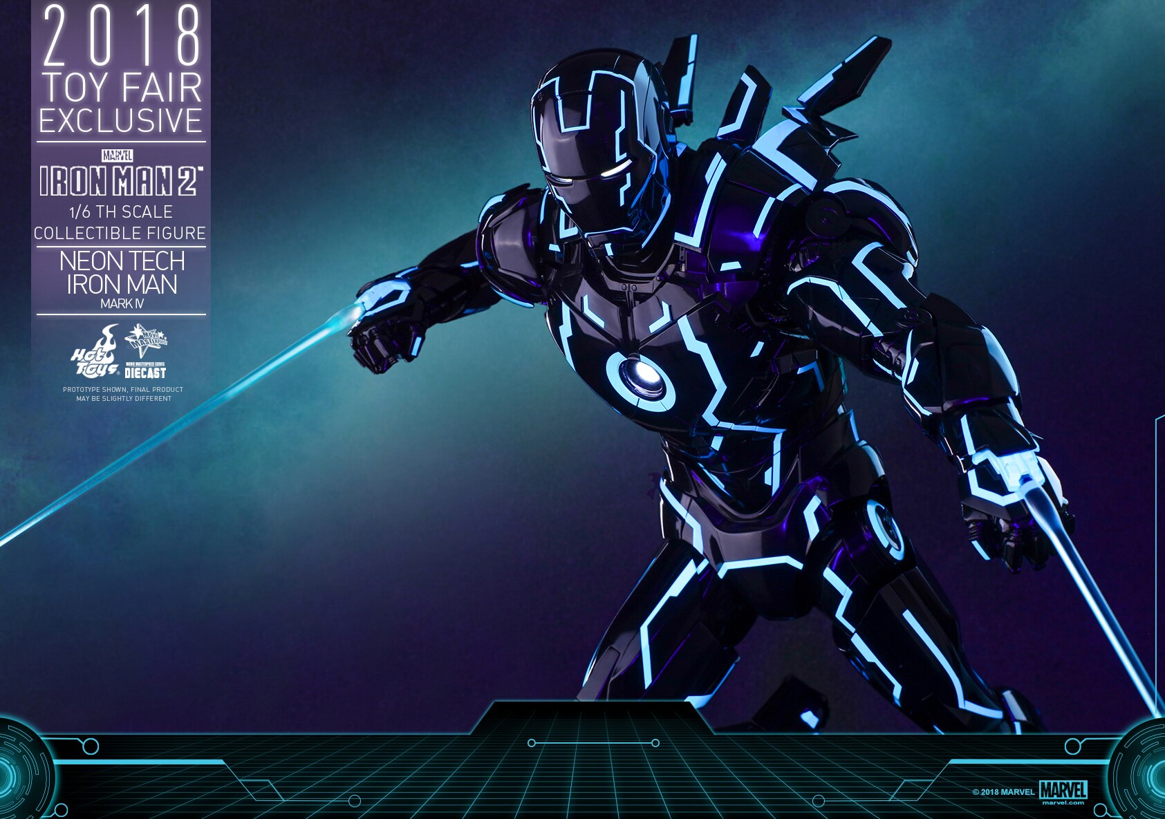 HOTTOYS HT MMS485D24 1/6 Iron Man Alloy Nightclub MK4 Light Speed Blue Action Figure