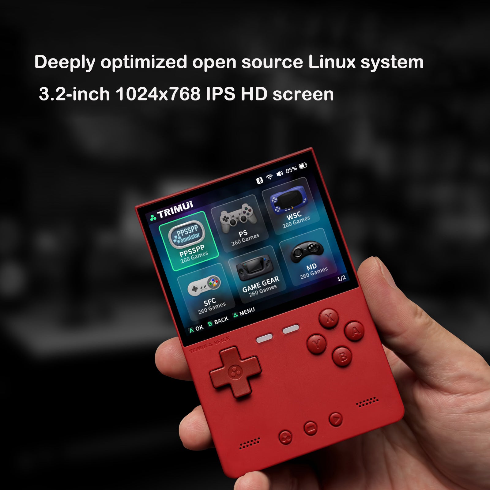 3.2 IPS Screen Retro Game Console,  Linux System Portable Video Arcade Gaming