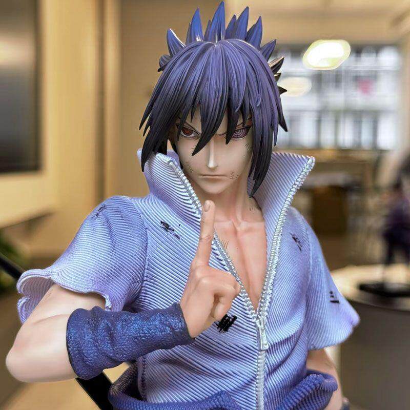 Naruto anime peripheral figures double-headed sculpture 36cm Samsara Eye Sasuke limited edition GK figure
