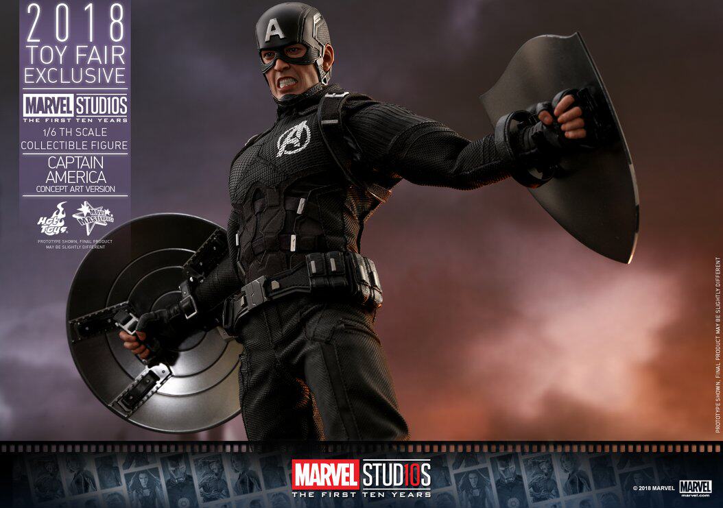 HOTTOYS HT 2018 Venue Exclusive 10th Anniversary Black Captain America 7.0 MMS488 Concept Action Figure