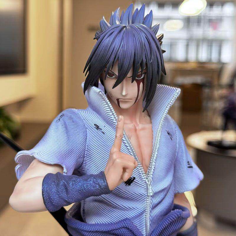 Naruto anime peripheral figures double-headed sculpture 36cm Samsara Eye Sasuke limited edition GK figure