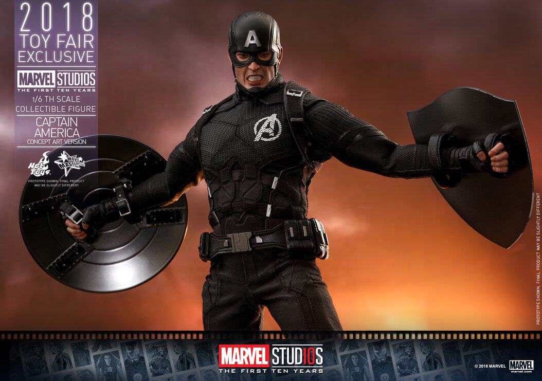 HOTTOYS HT 2018 Venue Exclusive 10th Anniversary Black Captain America 7.0 MMS488 Concept Action Figure