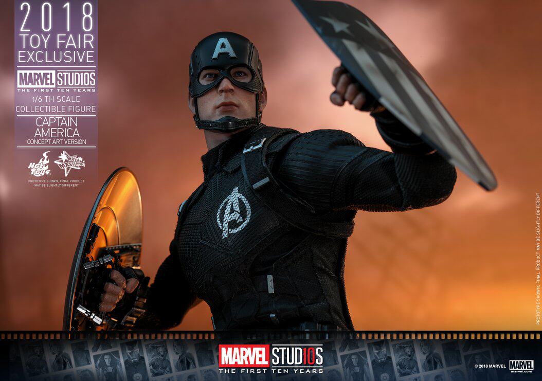 HOTTOYS HT 2018 Venue Exclusive 10th Anniversary Black Captain America 7.0 MMS488 Concept Action Figure