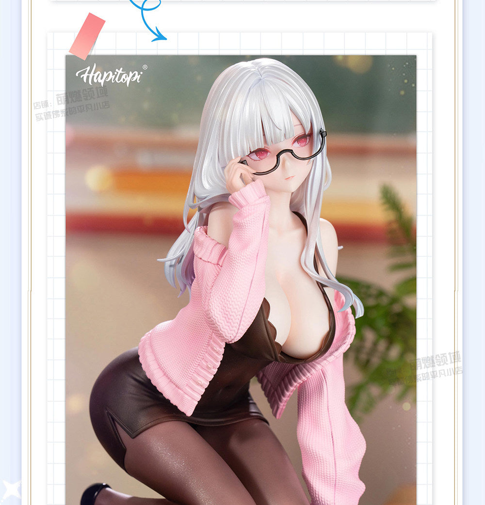 Pre-order Hapitopi — 1/6 Scale Figure: Female Health Education Teacher (Glasses, Kneeling Pose, Lace Accents)