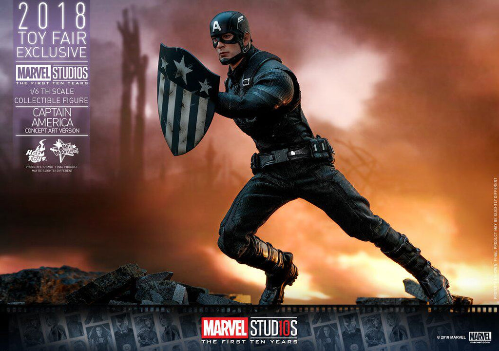 HOTTOYS HT 2018 Venue Exclusive 10th Anniversary Black Captain America 7.0 MMS488 Concept Action Figure