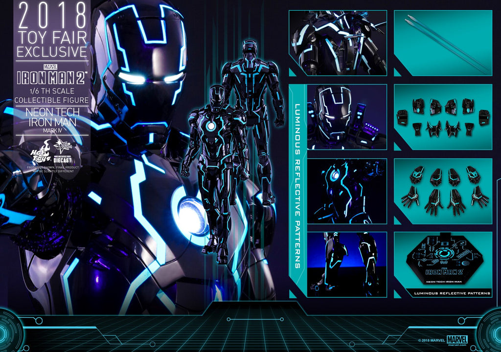 HOTTOYS HT MMS485D24 1/6 Iron Man Alloy Nightclub MK4 Light Speed Blue Action Figure