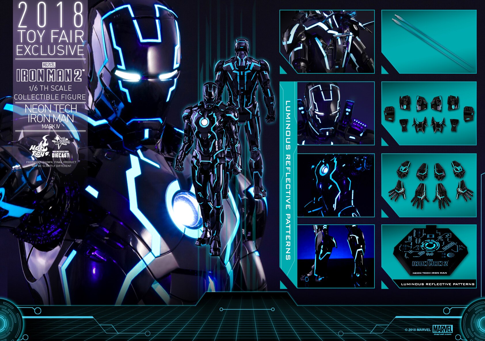 HOTTOYS HT MMS485D24 1/6 Iron Man Alloy Nightclub MK4 Light Speed Blue Action Figure