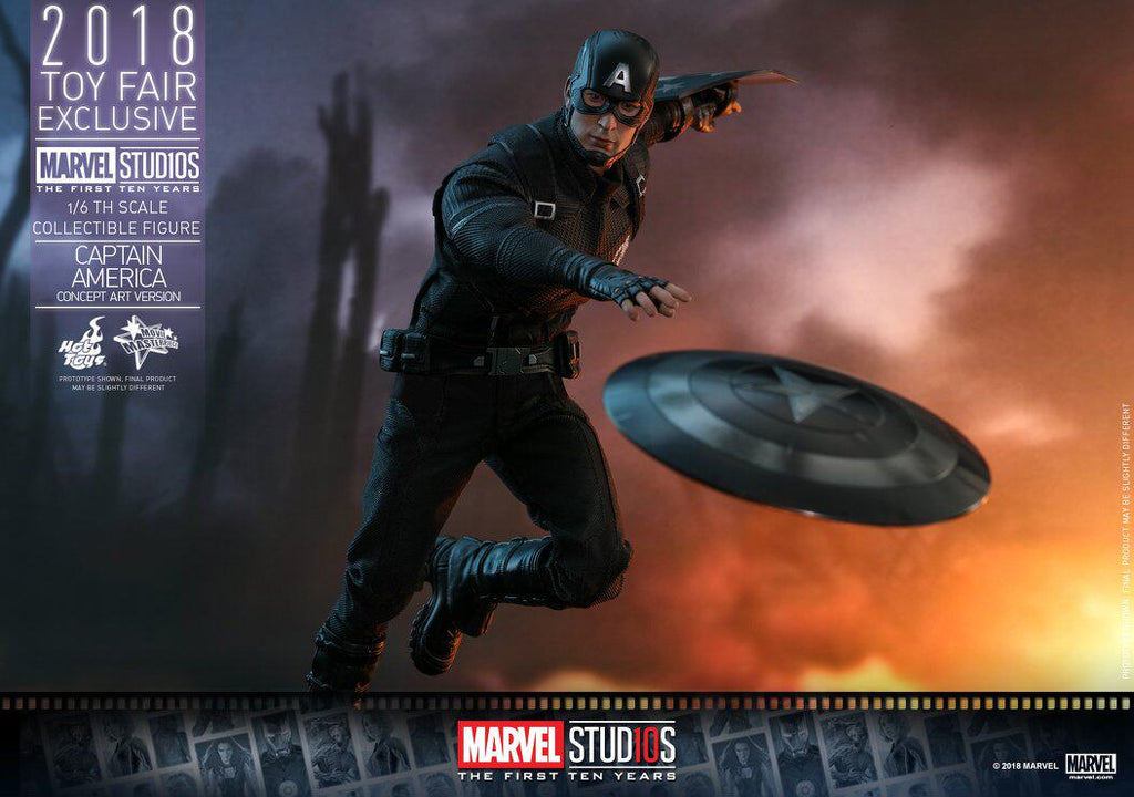 HOTTOYS HT 2018 Venue Exclusive 10th Anniversary Black Captain America 7.0 MMS488 Concept Action Figure